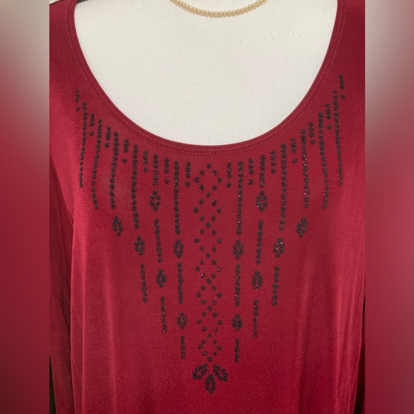 CITIKNITS BEADED FRONT RED TOP - SZ XL - Picture 2 of 6